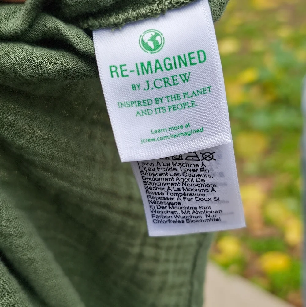 J. Crew Utility Green Fresco Soft Pull Over Gauzey Top Size Small